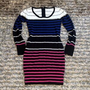 Striped Midi Dress - Black, Blue, Pink